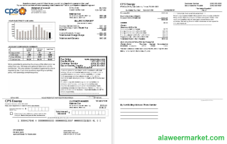 USA CPS ENERGY business utility bill Word and PDF template
